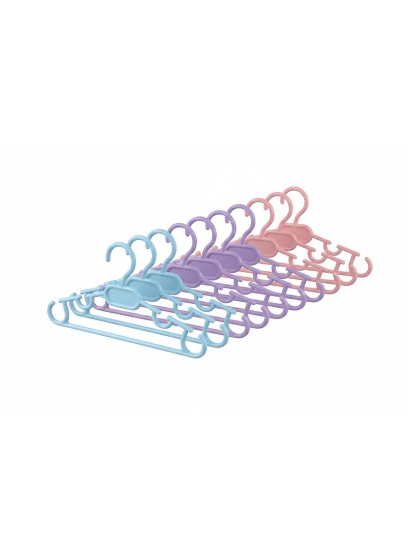favilla Heavy-duty plastic children's clothes hanger set - non-slip design with side openings - 12-piece set (multiple colors). - Image 4